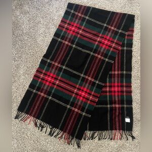 J. Crew Italian Tartan Plaid Wool Blend Fringe Scarf Christmas Holiday